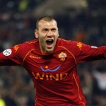 AS Roma's Loria celebrates after scoring against Juventus during their Serie A soccer match in Rome