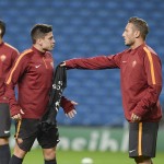 Calcio: Champions League; allenamento Roma