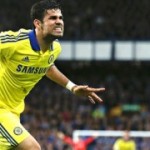 Diego Costa celebrates his second, and Chelsea's sixth, against Everton on Saturday.