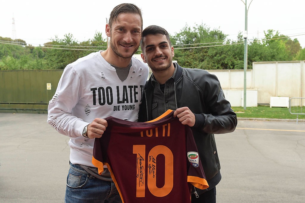 AS Roma Captain Francesco Totti Meets a Young Fan
