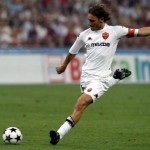 AS Roma's captain Francesco Totti scores