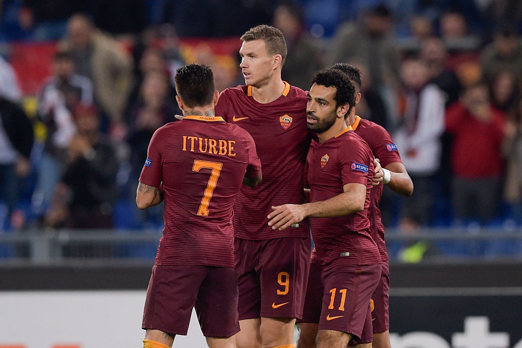 Roma_ViktoriaPlzen_dzeko_Salah_Iturbe