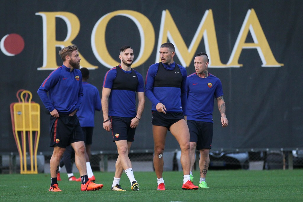 trigoria_allenamento2  DE ROSSI  MANOLAS  KOLAROV  NAINGGOLAN