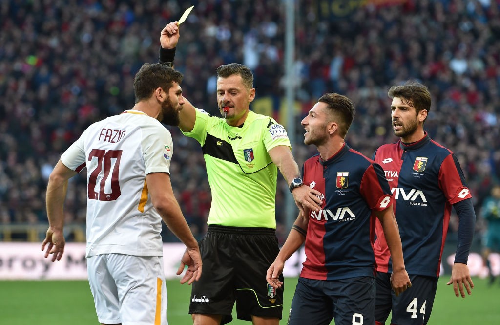 Genoa-Roma Fazio ammonito