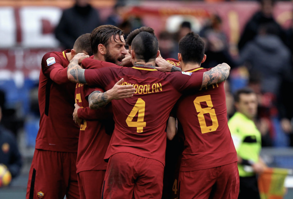 Roma-Sassuolo Gol Pellegrini Esultanza Nainggolan Perotti