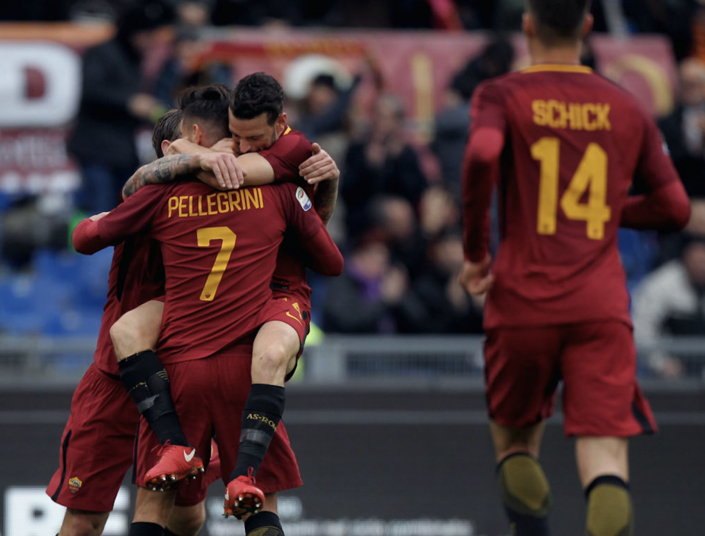 Roma-Sassuolo Pellegrini Florenzi De Rossi Schick