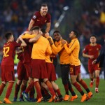 Roma-Barcellona Esultanza Dzeko
