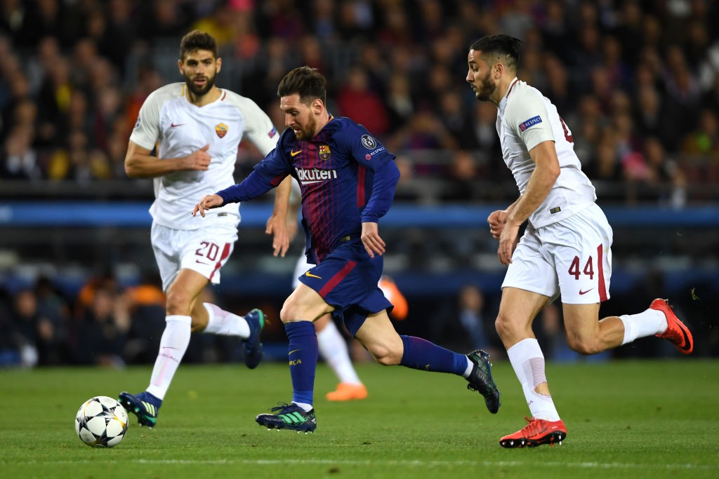 Barcellona-Roma Messi Manolas Fazio