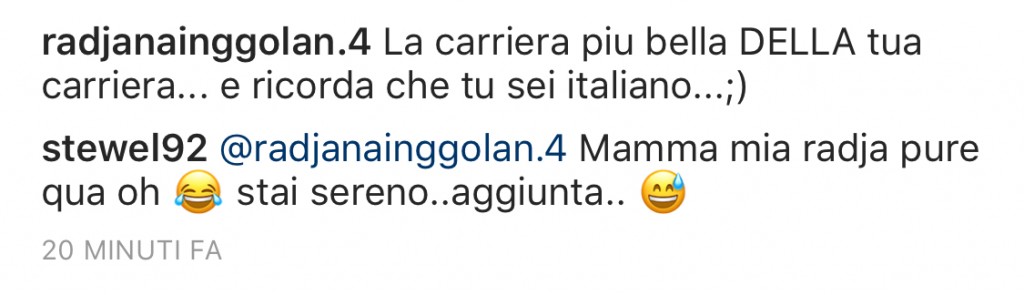instagram commento nainggolan el shaarawy