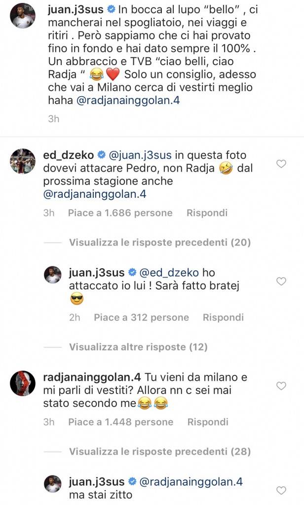 screen commenti radja nainggolan jesus dzeko