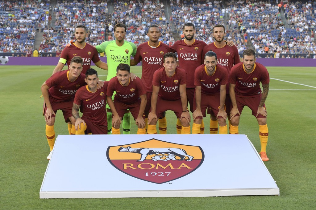 Nella foto: La formazione della AS Roma prima della partita AS Roma vs Tottenham - International Champions Cup