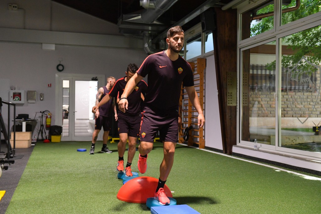 Manolas Ritiro AS Roma 2018-19, sessione di allenamento