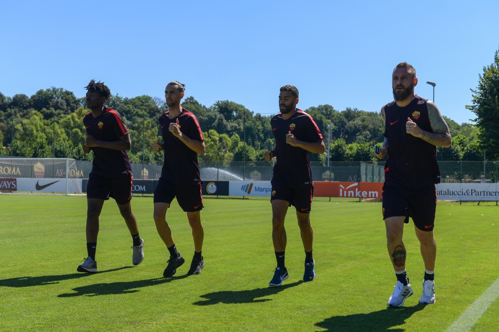 Allenamento_Roma_Trigoria_William Bianda, Javier Pastore, Gregoire Defrel, Daniele De Rossi