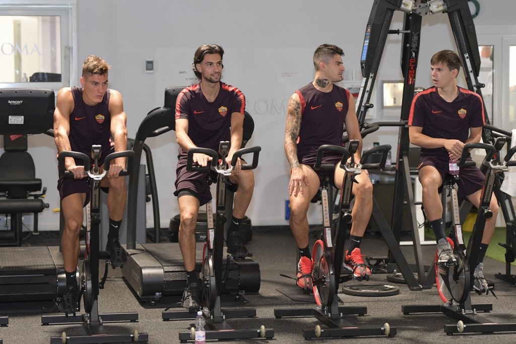 AS Roma, Sessione di allenamento Patrik Shick, Javier Pastore, Diego Perotti, Ante Coric