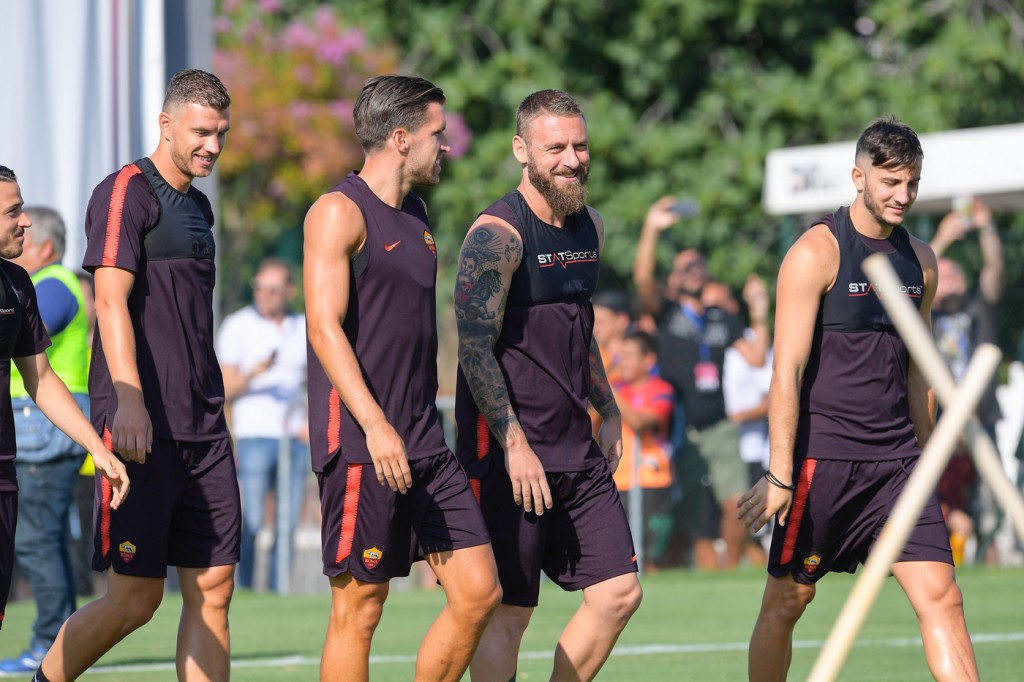 AS Roma, allenamento a porte aperte allo Stadio Tre Fontane Daniele De Rossi, Kevin Strootman, Edin Dzeko, Kostas Manolas