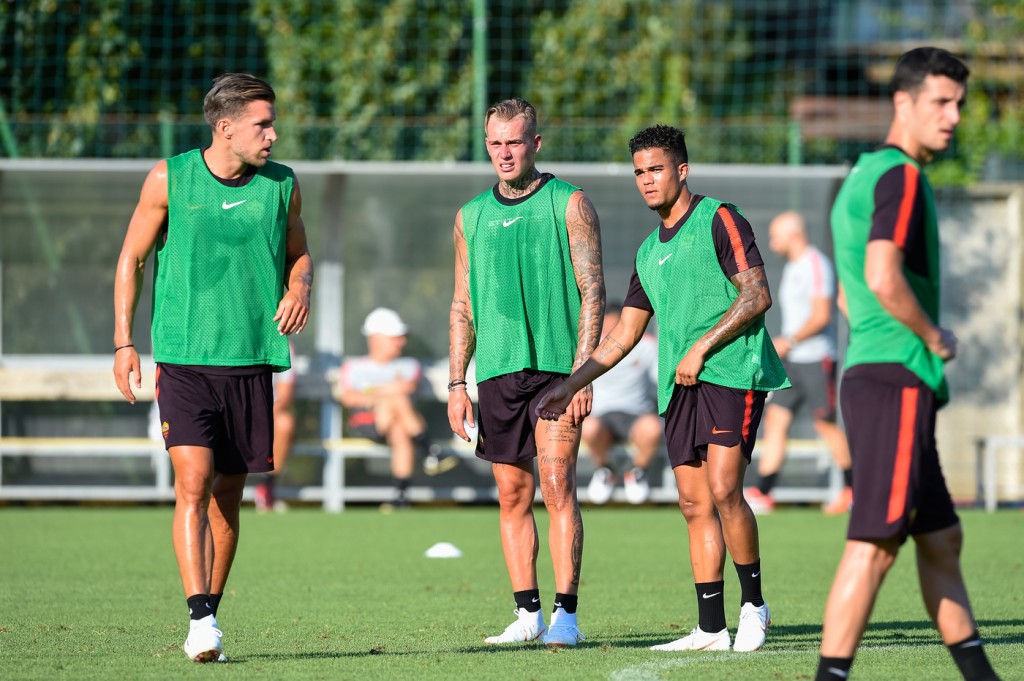 Strootman_Karsdorp_Kluivert_Allenamento AS Roma - Ritiro estivo per la stagione 2018/2019