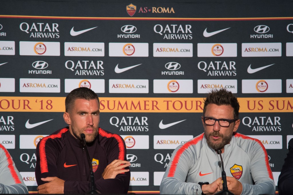 Di_Francesco_Strootman_AS Roma Tour USA 2018, la conferenza stampa a San Diego