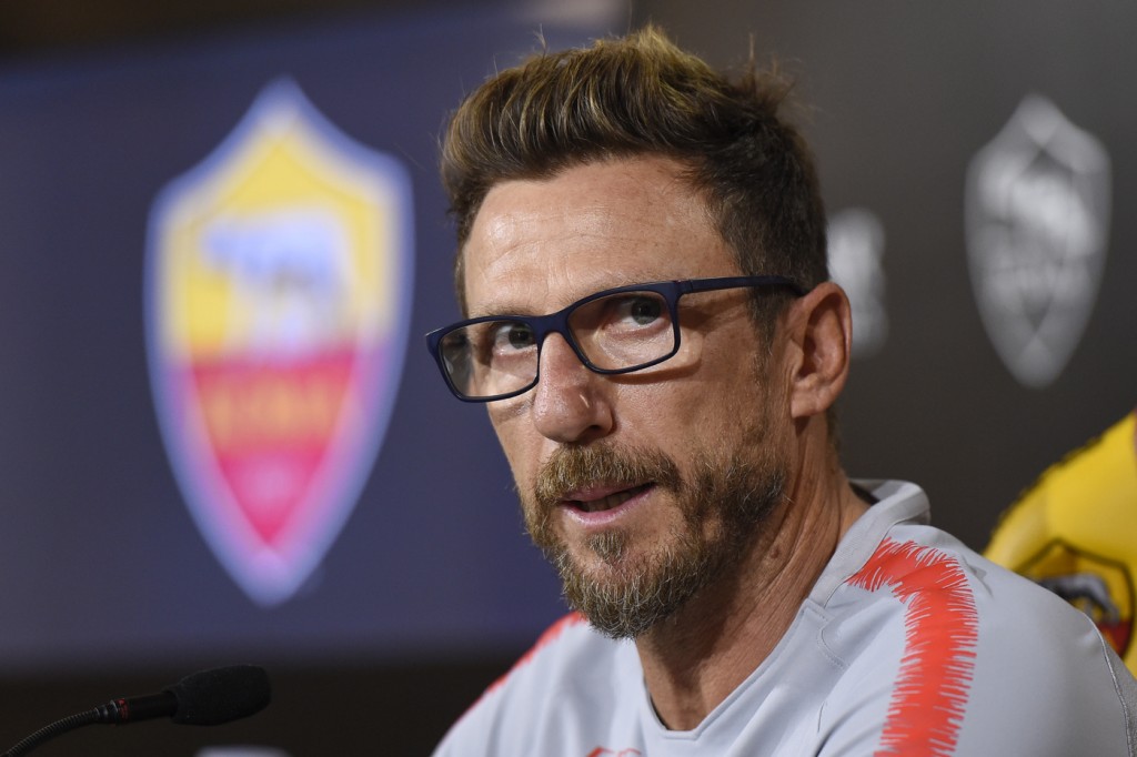 Di Francesco AS Roma, l'allenatore Eusebio Di Francesco inconferenza stampa