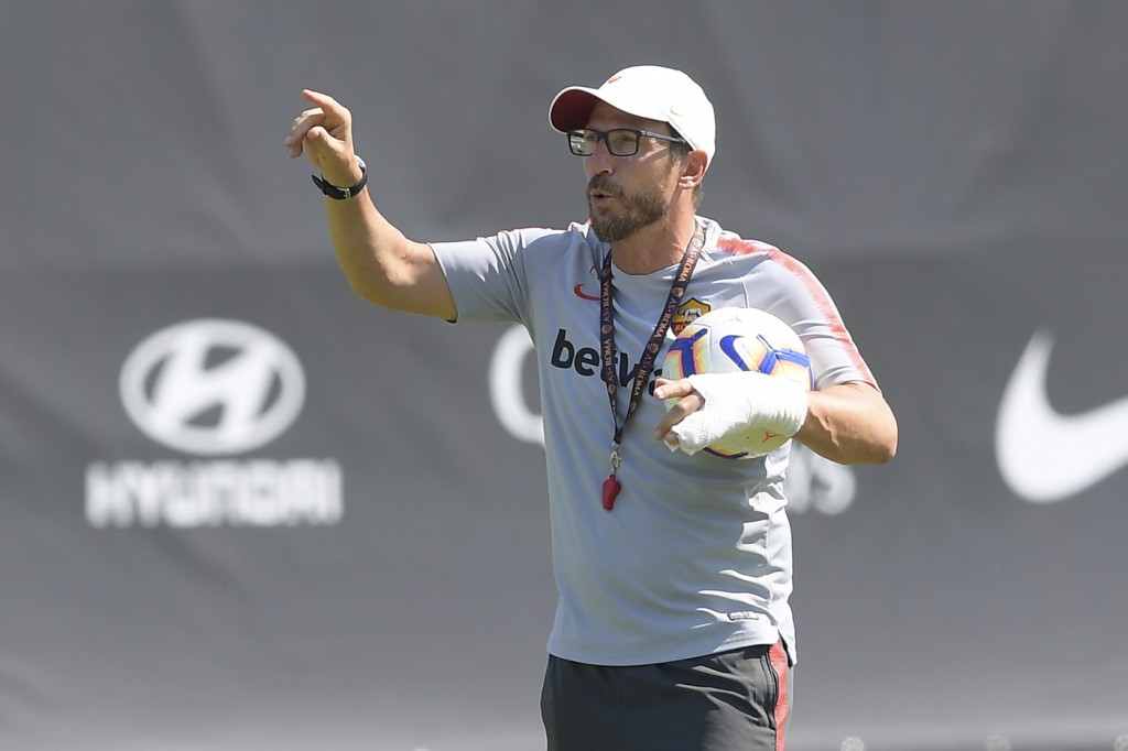 Di Francesco AS Roma, allenamento a Trigoria