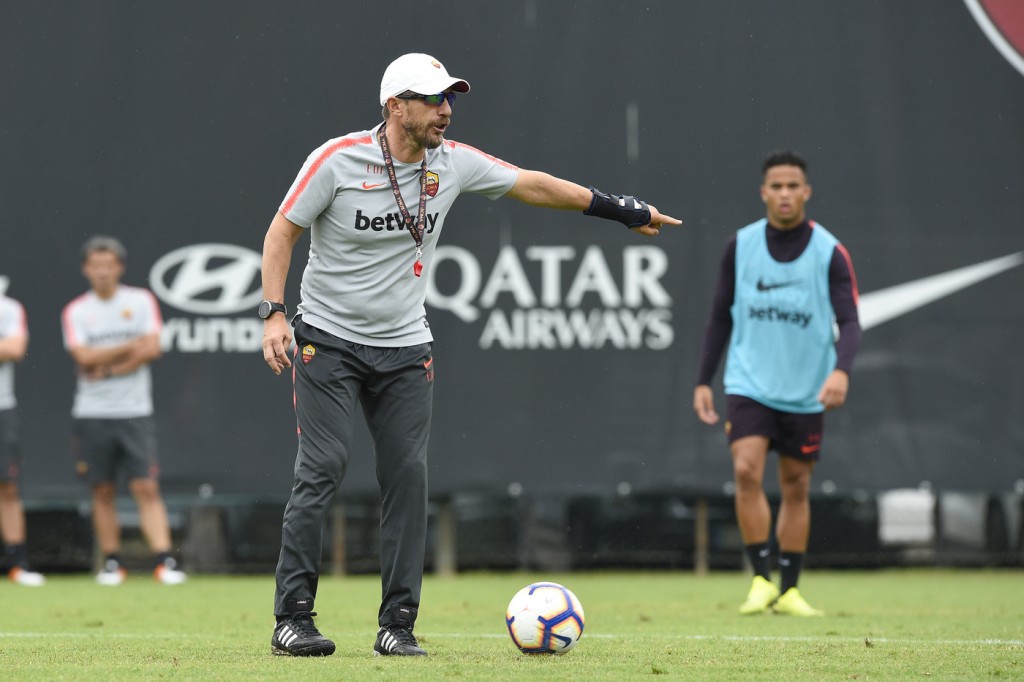 Di Francesco AS Roma, allenamento a Trigoria