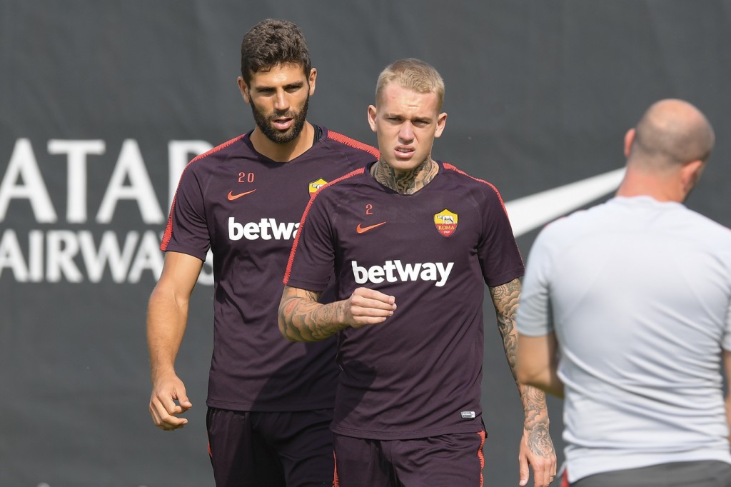 Karsdorp Fazio AS Roma, allenamento pomeridiano