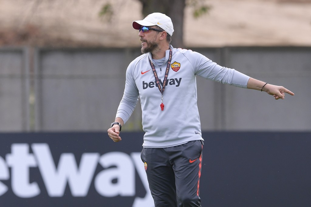 Di Francesco AS Roma, allenamento mattutino a Trigoria