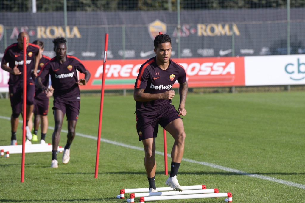 Kluivert AS Roma, allenamento a Trigoria in vista della Spal