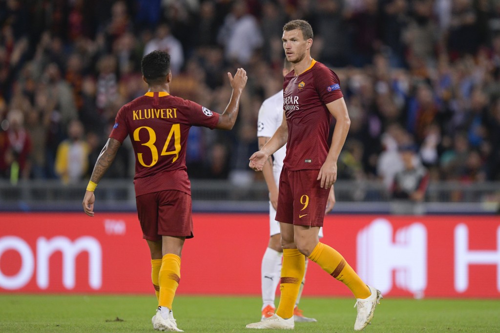 Dzeko Kluivert Roma-Viktoria Plzen Dzeko Kluivert
