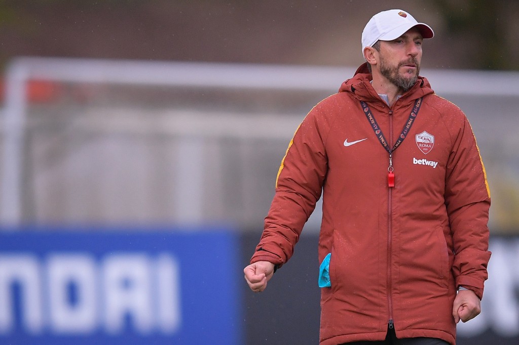 Di Francesco AS Roma, allenamento a Trigoria