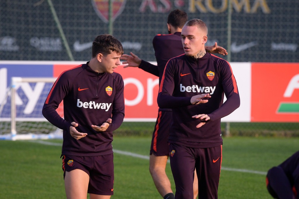 Coric Karsdorp AS Roma, allenamento a Trigoria