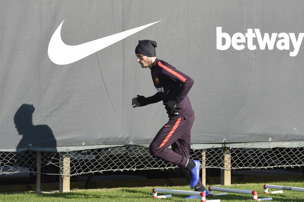 Florenzi ASRoma, allenamento a Trigoria