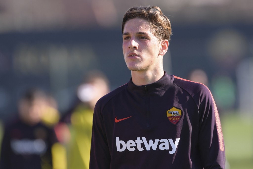 Zaniolo AS Roma, allenamento a Trigoria