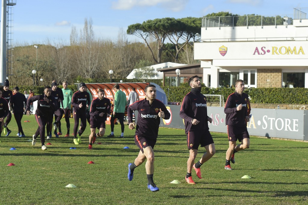 squadra As Roma, allenamento mattutino a Trigoria
