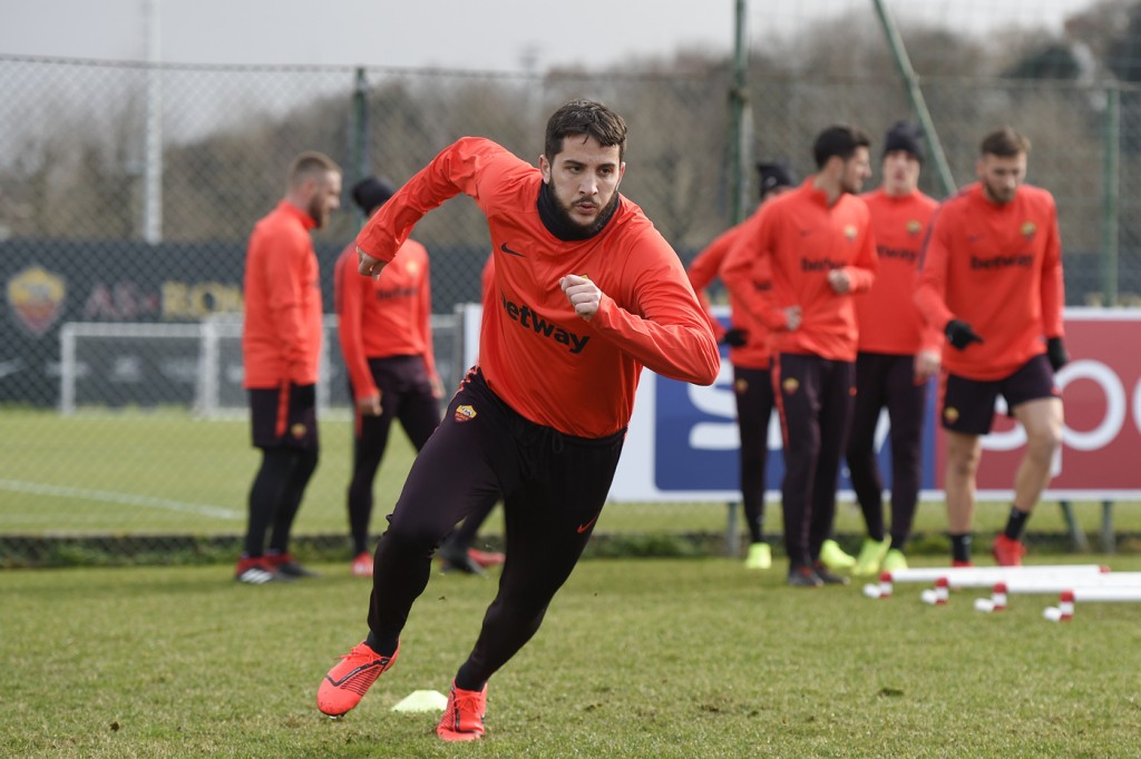 Manolas AS Roma, seduta di allenamento al Centro sportivo di Trigoria