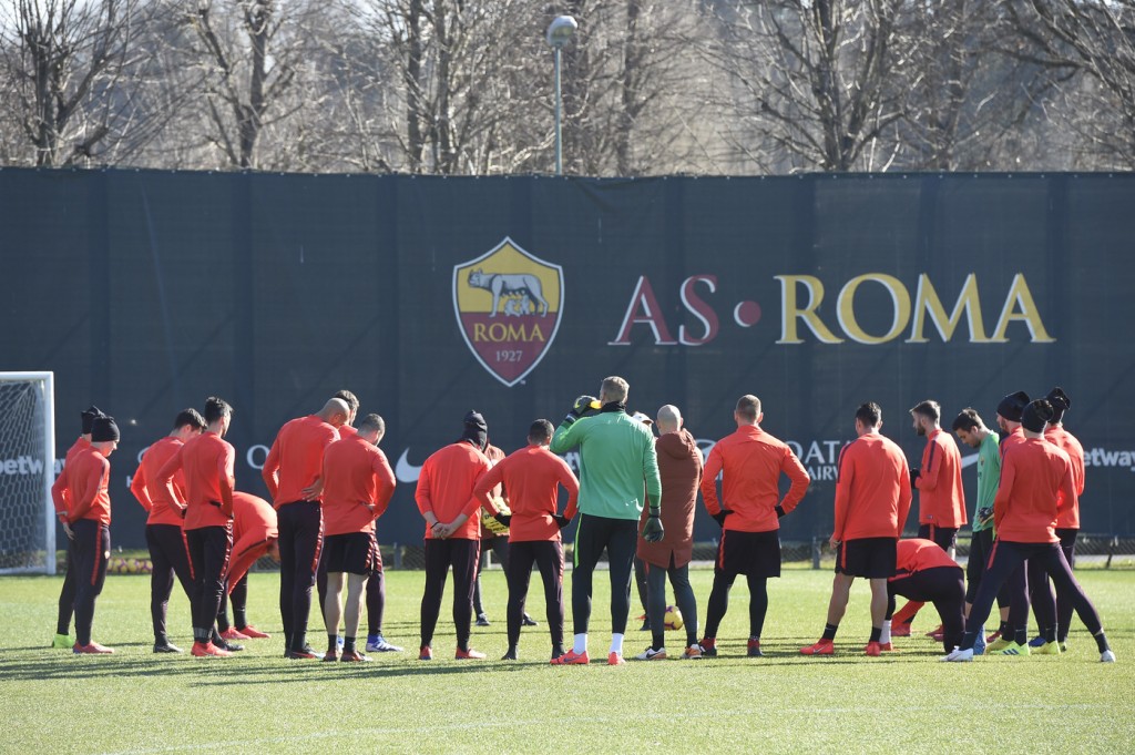 Trigoria, sessione di allenamento dell'AS Roma