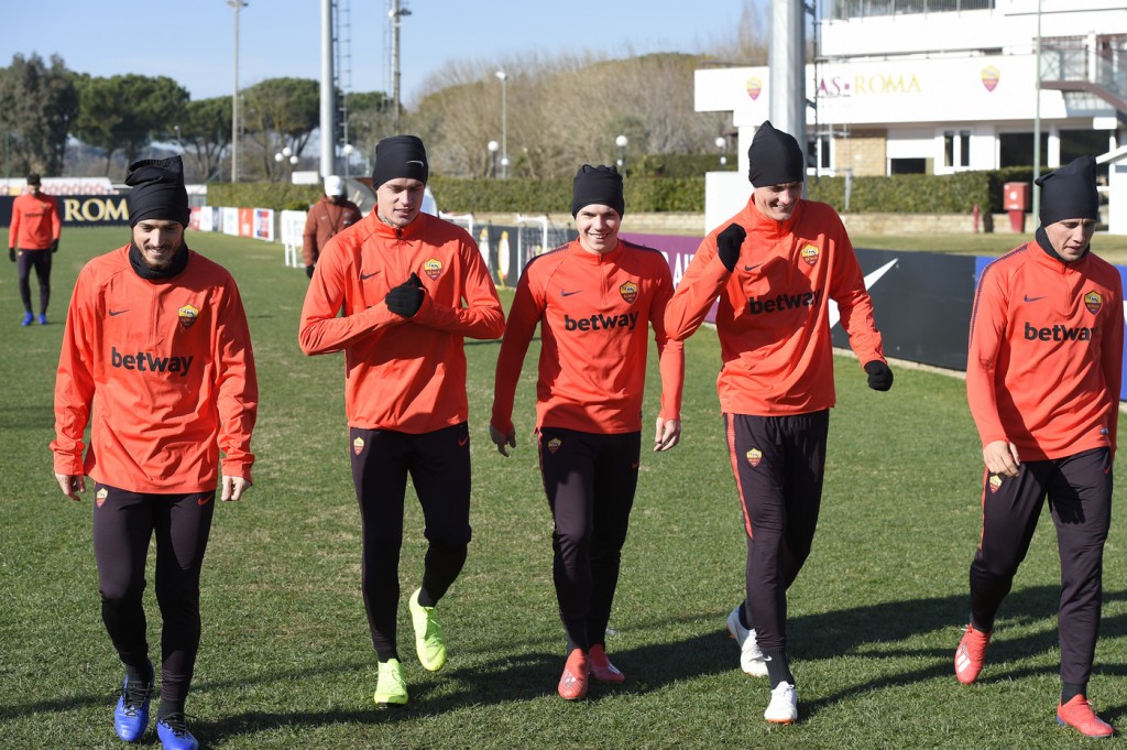 Trigoria, sessione di allenamento dell'AS Roma