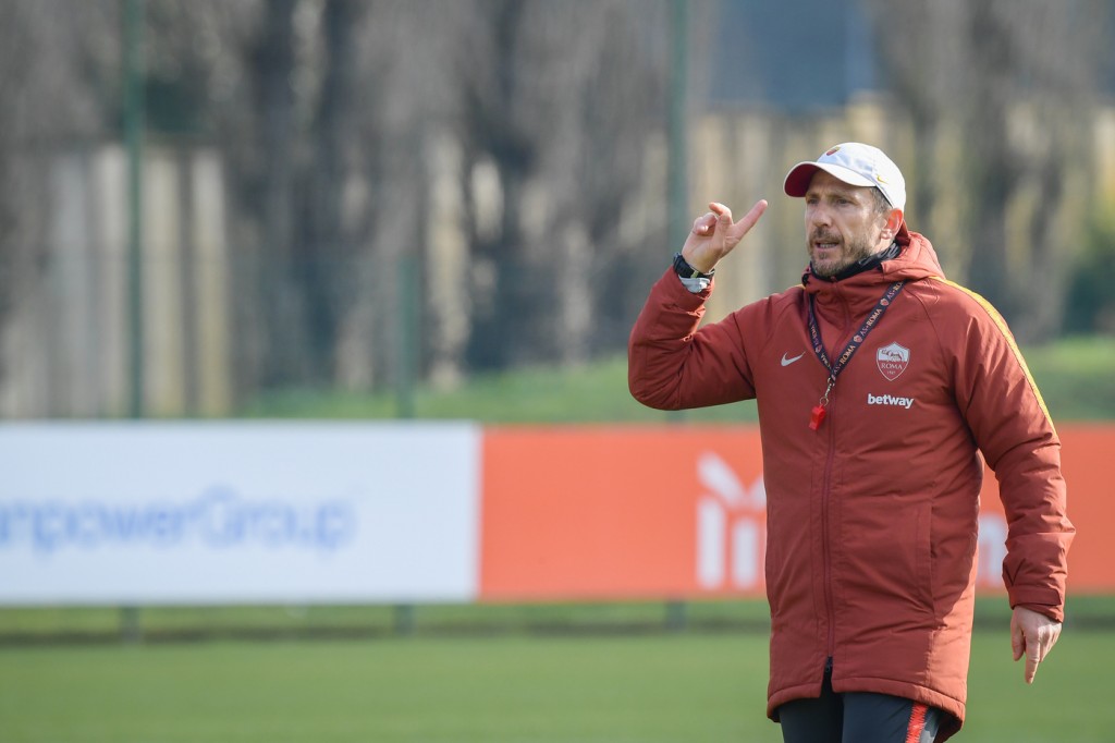 Di Francesco AS Roma, allenamento a Trigoria