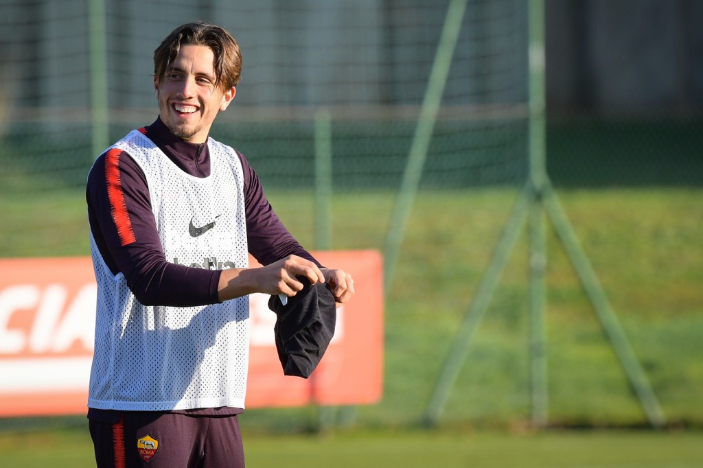 Luca Pellegrini AS Roma, allenamento a Trigoria