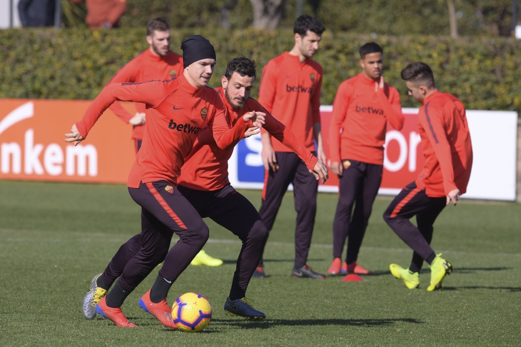 Coric Florenzi Trigoria, sessione di allenamento dell'AS Roma