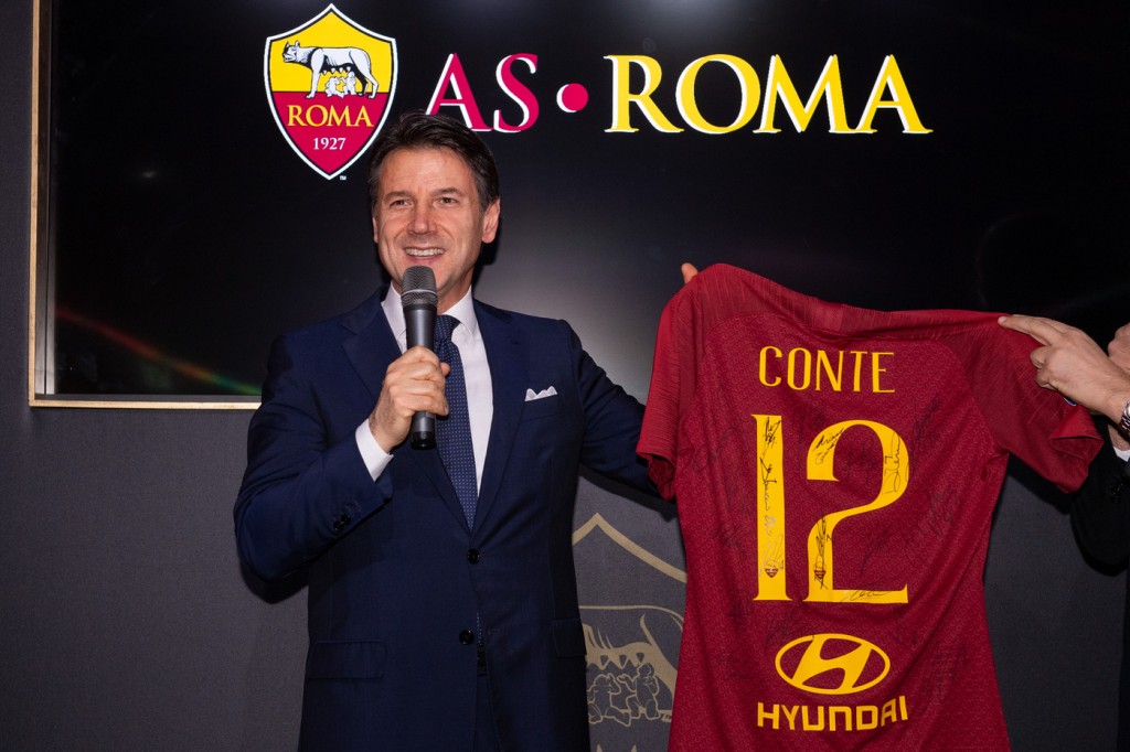 giuseppe conte AS Roma, presentazione nuova sede EUR
