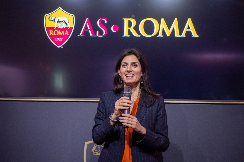 virginia raggi AS Roma, presentazione nuova sede EUR