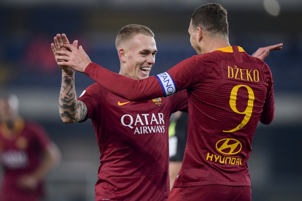 Dzeko Karsdorp Chievo vs Roma - Serie A Tim 2018/2019