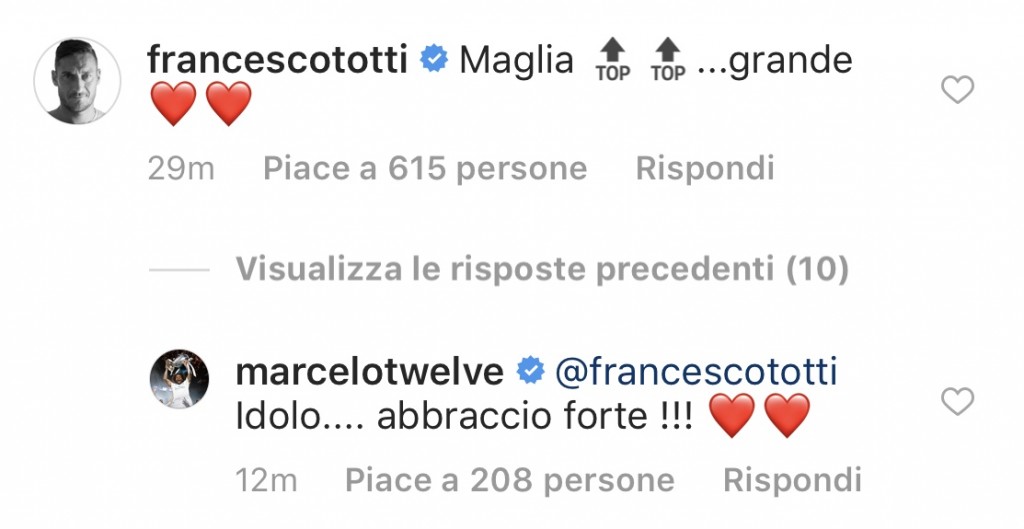 screen commento totti marcelo