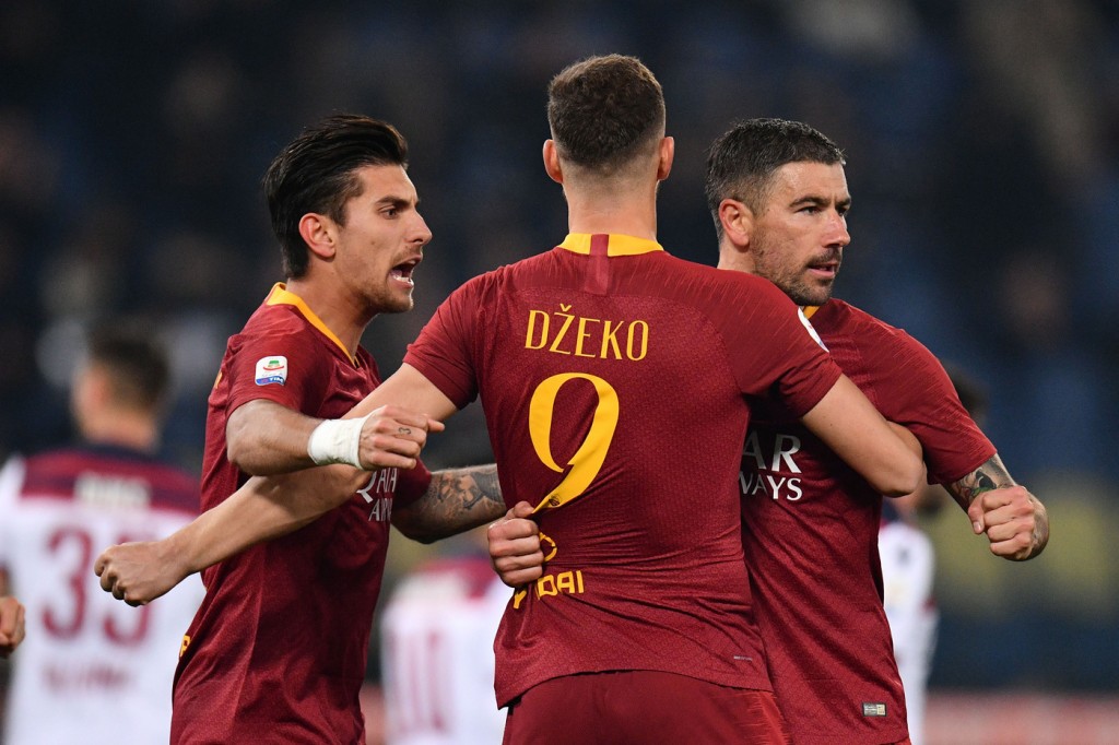 Kolarov Dzeko Pellegrini Roma vs Bologna - Serie A TIM 2018/2019