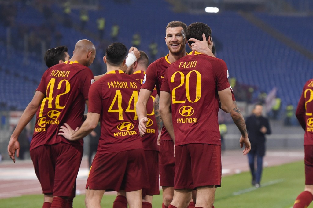 Dzeko Fazio Roma vs Bologna - Serie A TIM 2018/2019