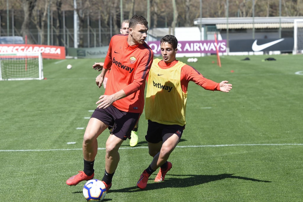 Dzeko Semeraro AS Roma, l'allenamento odierno a Trigoria