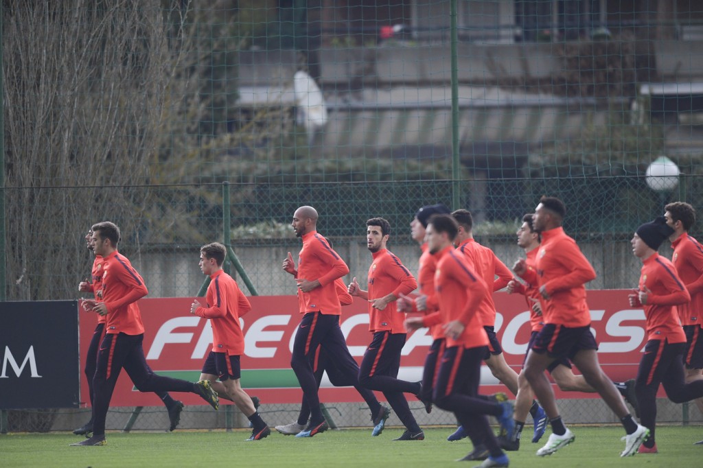 AS Roma, seduta di allenamento al Centro sportivo di Trigoria