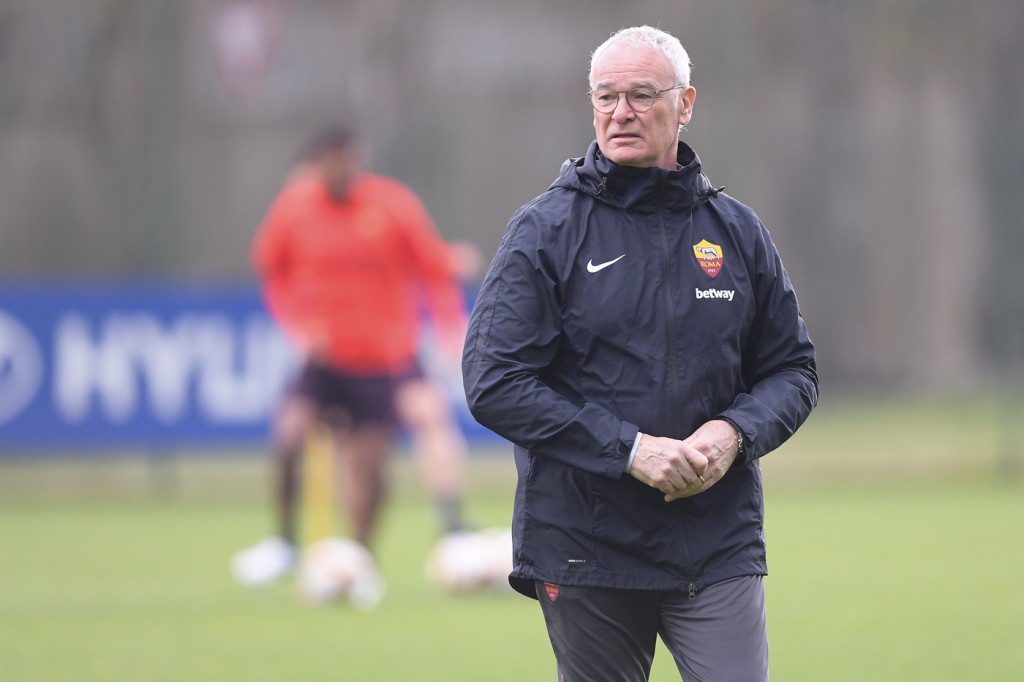 Ranieri AS Roma, seduta di allenamento al Centro sportivo di Trigoria