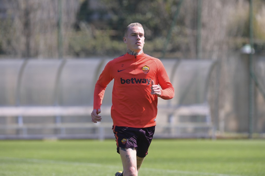 karsdorp AS Roma, seduta di allenamento al Centro sportivo di Trigoria