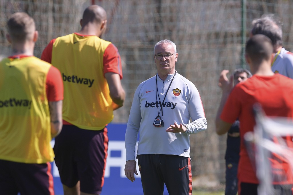 ranieri AS Roma, seduta di allenamento al Centro sportivo di Trigoria